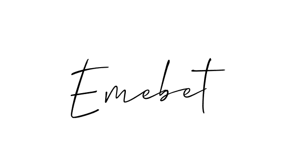 if you are searching for the best signature style for your name Emebet. so please give up your signature search. here we have designed multiple signature styles  using Allison_Script. Emebet signature style 2 images and pictures png