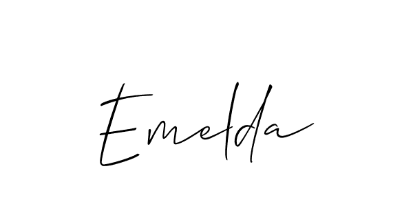 Make a beautiful signature design for name Emelda. With this signature (Allison_Script) style, you can create a handwritten signature for free. Emelda signature style 2 images and pictures png