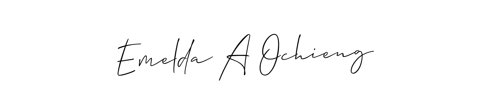 How to Draw Emelda A Ochieng signature style? Allison_Script is a latest design signature styles for name Emelda A Ochieng. Emelda A Ochieng signature style 2 images and pictures png