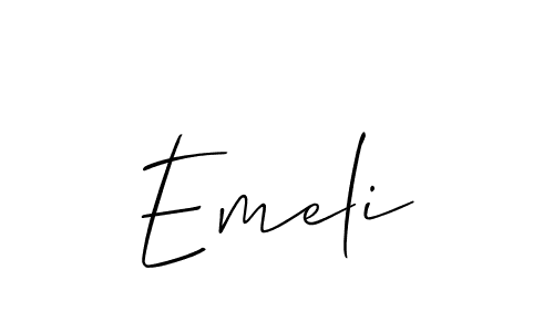 Use a signature maker to create a handwritten signature online. With this signature software, you can design (Allison_Script) your own signature for name Emeli. Emeli signature style 2 images and pictures png
