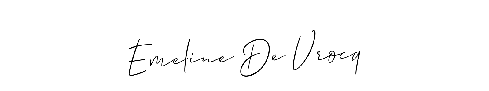 It looks lik you need a new signature style for name Emeline De Vrocq. Design unique handwritten (Allison_Script) signature with our free signature maker in just a few clicks. Emeline De Vrocq signature style 2 images and pictures png