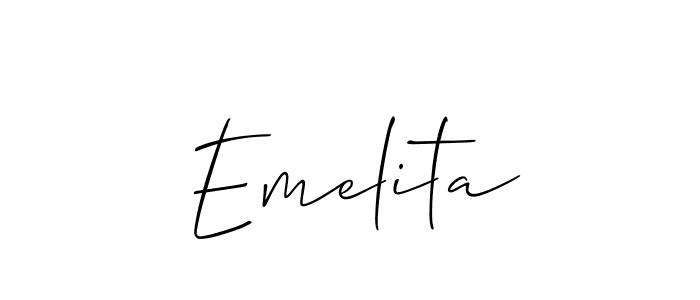 The best way (Allison_Script) to make a short signature is to pick only two or three words in your name. The name Emelita include a total of six letters. For converting this name. Emelita signature style 2 images and pictures png