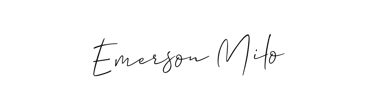 You should practise on your own different ways (Allison_Script) to write your name (Emerson Milo) in signature. don't let someone else do it for you. Emerson Milo signature style 2 images and pictures png