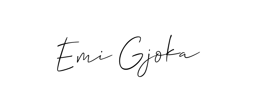 How to make Emi Gjoka name signature. Use Allison_Script style for creating short signs online. This is the latest handwritten sign. Emi Gjoka signature style 2 images and pictures png