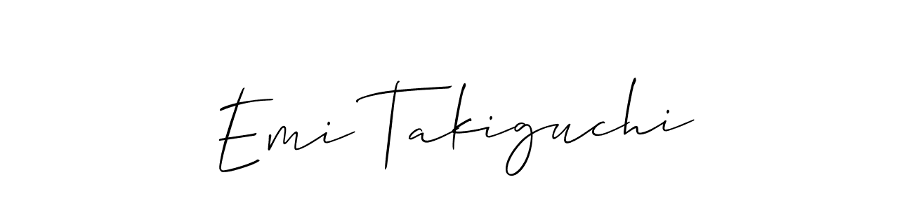 Make a short Emi Takiguchi signature style. Manage your documents anywhere anytime using Allison_Script. Create and add eSignatures, submit forms, share and send files easily. Emi Takiguchi signature style 2 images and pictures png