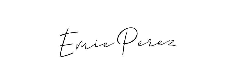 The best way (Allison_Script) to make a short signature is to pick only two or three words in your name. The name Emie Perez include a total of six letters. For converting this name. Emie Perez signature style 2 images and pictures png