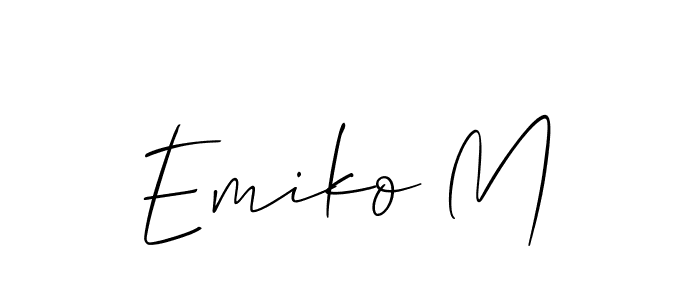 Check out images of Autograph of Emiko M name. Actor Emiko M Signature Style. Allison_Script is a professional sign style online. Emiko M signature style 2 images and pictures png