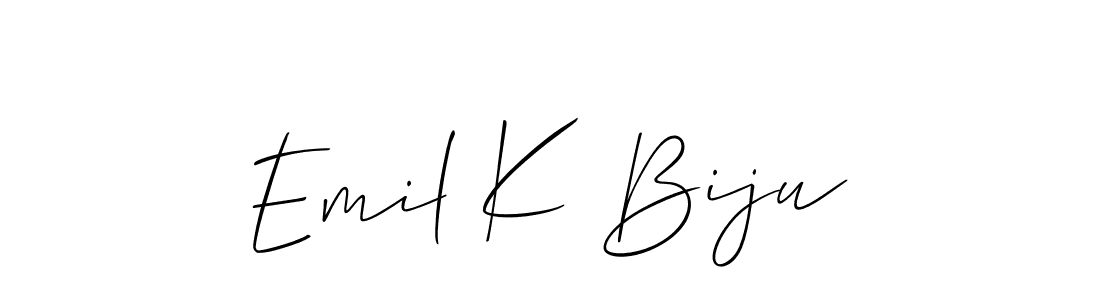 Similarly Allison_Script is the best handwritten signature design. Signature creator online .You can use it as an online autograph creator for name Emil K Biju. Emil K Biju signature style 2 images and pictures png