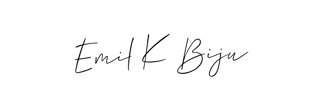 Similarly Allison_Script is the best handwritten signature design. Signature creator online .You can use it as an online autograph creator for name Emil K Biju. Emil K Biju signature style 2 images and pictures png