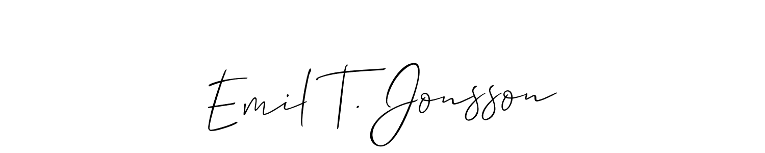 Design your own signature with our free online signature maker. With this signature software, you can create a handwritten (Allison_Script) signature for name Emil T. Jonsson. Emil T. Jonsson signature style 2 images and pictures png