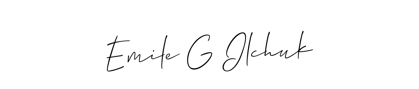 Create a beautiful signature design for name Emile G Ilchuk. With this signature (Allison_Script) fonts, you can make a handwritten signature for free. Emile G Ilchuk signature style 2 images and pictures png