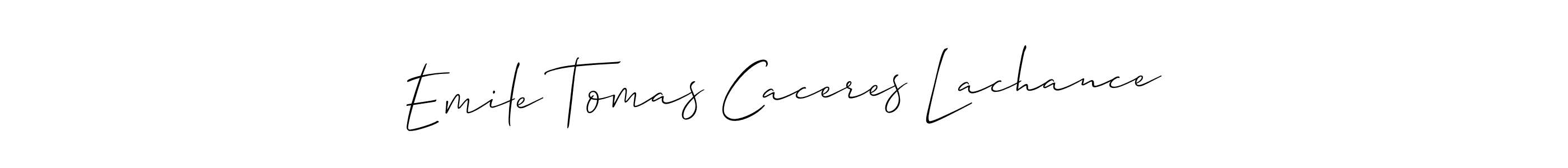 Allison_Script is a professional signature style that is perfect for those who want to add a touch of class to their signature. It is also a great choice for those who want to make their signature more unique. Get Emile Tomas Caceres Lachance name to fancy signature for free. Emile Tomas Caceres Lachance signature style 2 images and pictures png