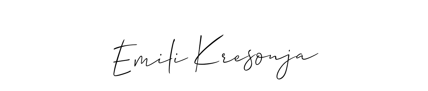 How to make Emili Kresonja name signature. Use Allison_Script style for creating short signs online. This is the latest handwritten sign. Emili Kresonja signature style 2 images and pictures png