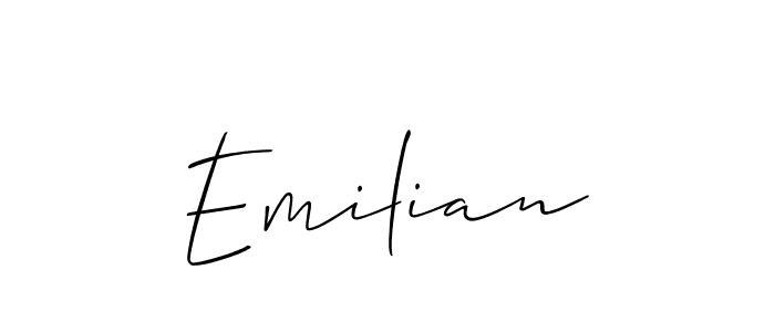 Use a signature maker to create a handwritten signature online. With this signature software, you can design (Allison_Script) your own signature for name Emilian. Emilian signature style 2 images and pictures png