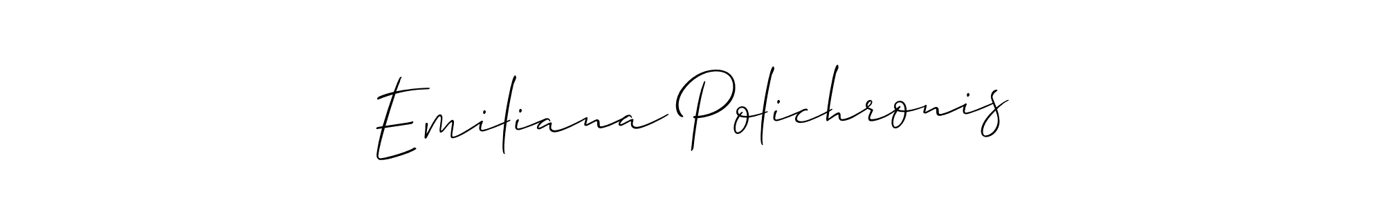 Check out images of Autograph of Emiliana Polichronis name. Actor Emiliana Polichronis Signature Style. Allison_Script is a professional sign style online. Emiliana Polichronis signature style 2 images and pictures png