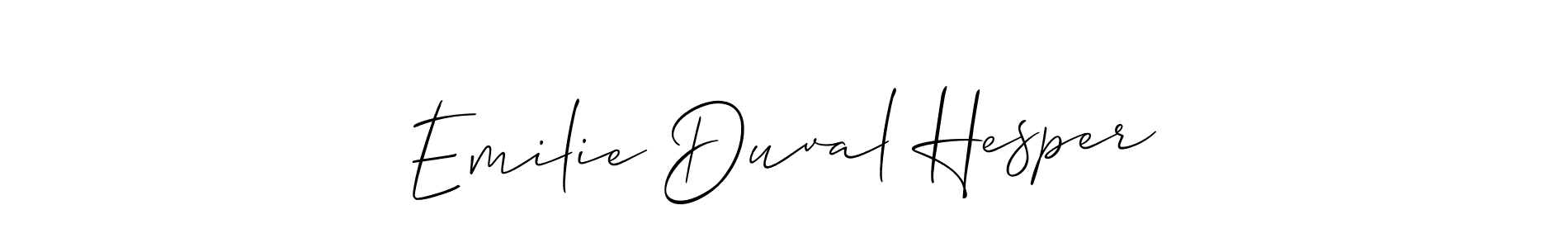 How to make Emilie Duval Hesper signature? Allison_Script is a professional autograph style. Create handwritten signature for Emilie Duval Hesper name. Emilie Duval Hesper signature style 2 images and pictures png