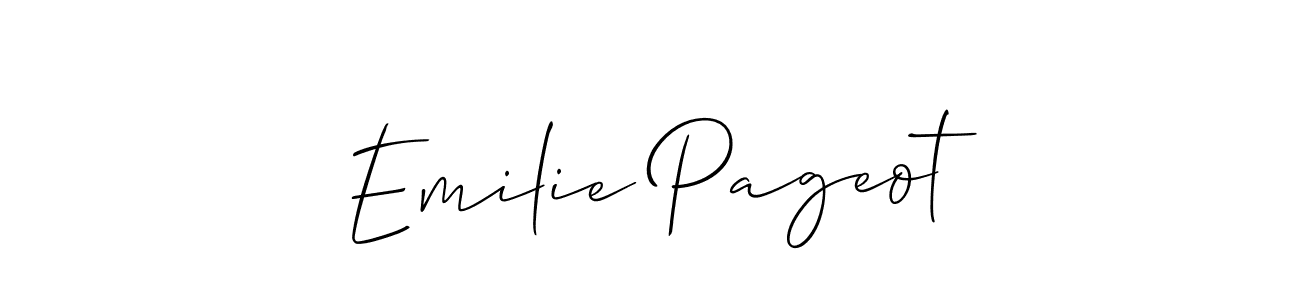 Emilie Pageot stylish signature style. Best Handwritten Sign (Allison_Script) for my name. Handwritten Signature Collection Ideas for my name Emilie Pageot. Emilie Pageot signature style 2 images and pictures png