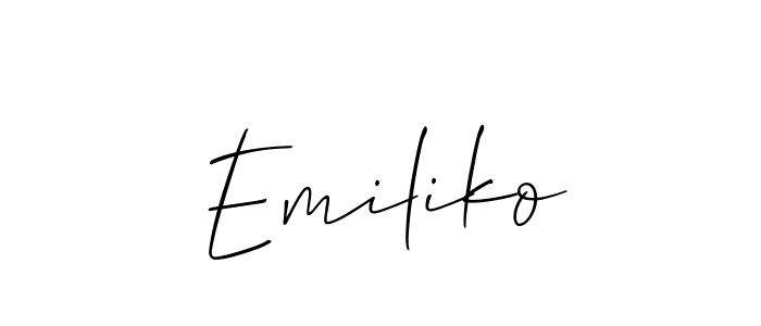 The best way (Allison_Script) to make a short signature is to pick only two or three words in your name. The name Emiliko include a total of six letters. For converting this name. Emiliko signature style 2 images and pictures png