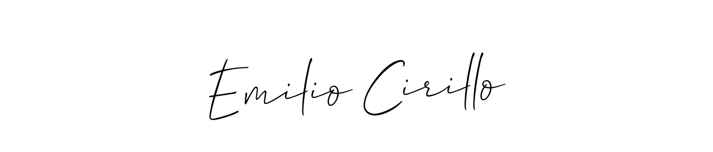 The best way (Allison_Script) to make a short signature is to pick only two or three words in your name. The name Emilio Cirillo include a total of six letters. For converting this name. Emilio Cirillo signature style 2 images and pictures png