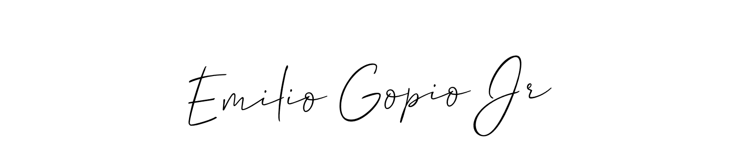 Also You can easily find your signature by using the search form. We will create Emilio Gopio Jr name handwritten signature images for you free of cost using Allison_Script sign style. Emilio Gopio Jr signature style 2 images and pictures png