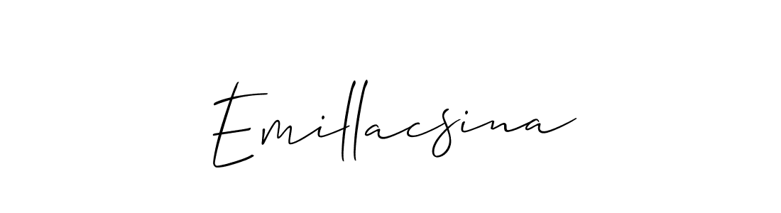 Allison_Script is a professional signature style that is perfect for those who want to add a touch of class to their signature. It is also a great choice for those who want to make their signature more unique. Get Emillacsina name to fancy signature for free. Emillacsina signature style 2 images and pictures png