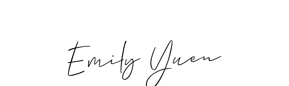 The best way (Allison_Script) to make a short signature is to pick only two or three words in your name. The name Emily Yuen include a total of six letters. For converting this name. Emily Yuen signature style 2 images and pictures png