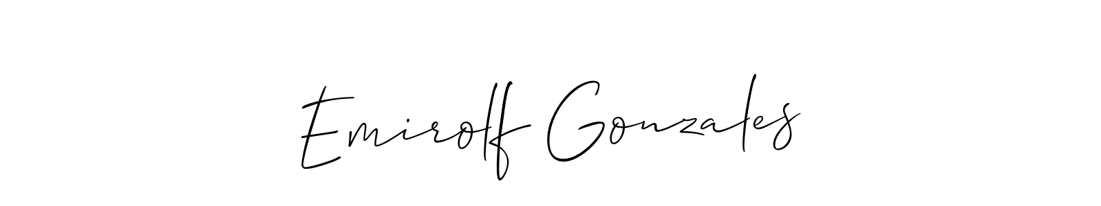 Emirolf Gonzales stylish signature style. Best Handwritten Sign (Allison_Script) for my name. Handwritten Signature Collection Ideas for my name Emirolf Gonzales. Emirolf Gonzales signature style 2 images and pictures png