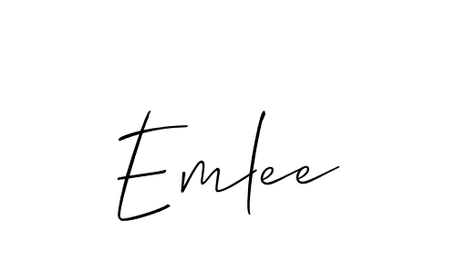 It looks lik you need a new signature style for name Emlee. Design unique handwritten (Allison_Script) signature with our free signature maker in just a few clicks. Emlee signature style 2 images and pictures png