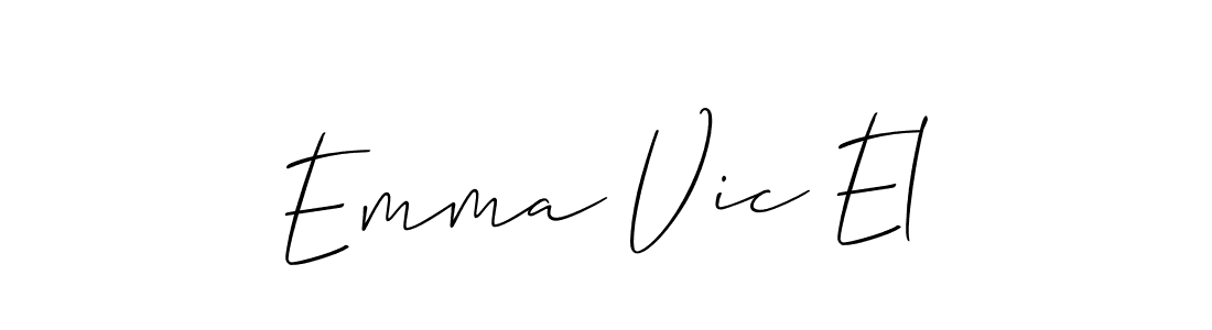 The best way (Allison_Script) to make a short signature is to pick only two or three words in your name. The name Emma Vic El include a total of six letters. For converting this name. Emma Vic El signature style 2 images and pictures png