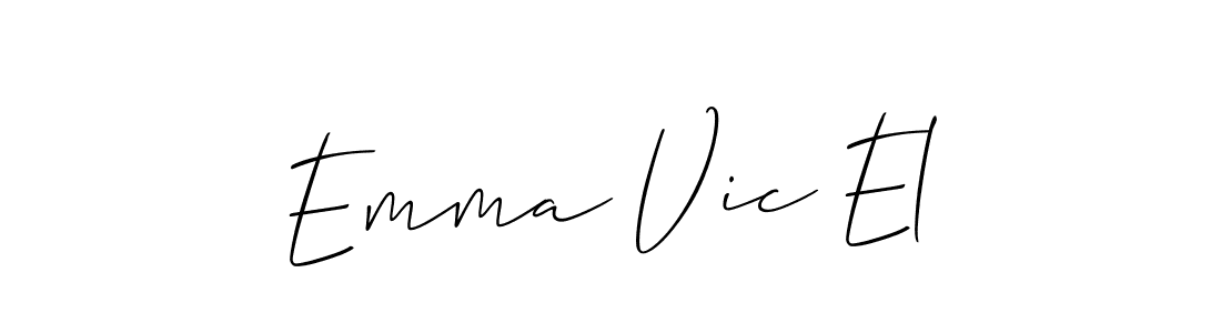 The best way (Allison_Script) to make a short signature is to pick only two or three words in your name. The name Emma Vic El include a total of six letters. For converting this name. Emma Vic El signature style 2 images and pictures png