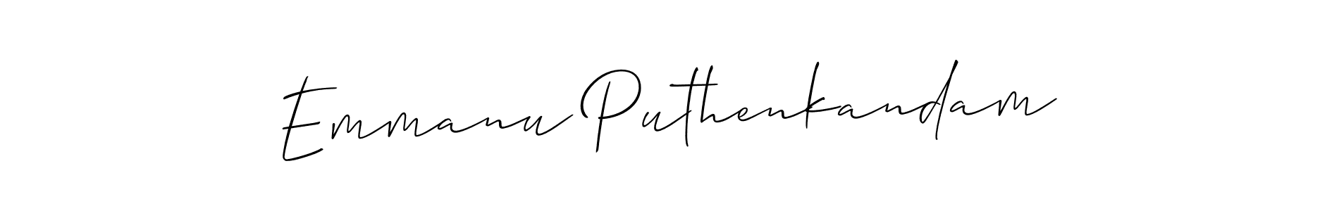 Create a beautiful signature design for name Emmanu Puthenkandam. With this signature (Allison_Script) fonts, you can make a handwritten signature for free. Emmanu Puthenkandam signature style 2 images and pictures png
