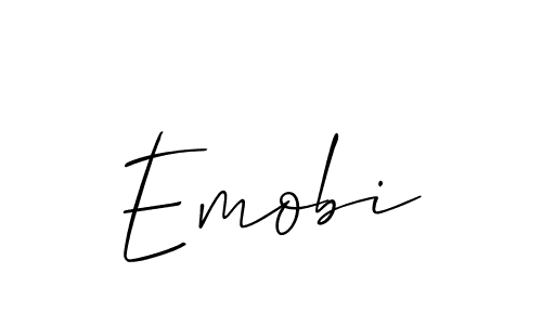 Emobi stylish signature style. Best Handwritten Sign (Allison_Script) for my name. Handwritten Signature Collection Ideas for my name Emobi. Emobi signature style 2 images and pictures png