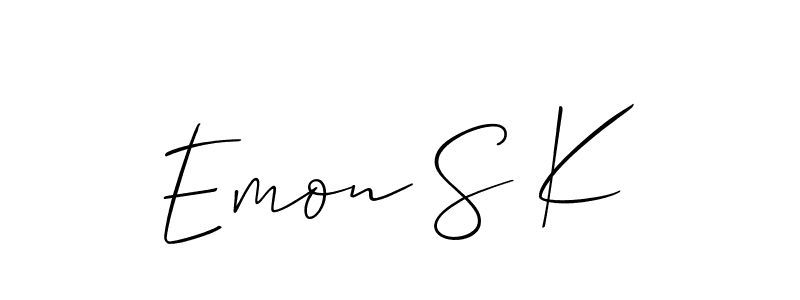 Use a signature maker to create a handwritten signature online. With this signature software, you can design (Allison_Script) your own signature for name Emon S K. Emon S K signature style 2 images and pictures png