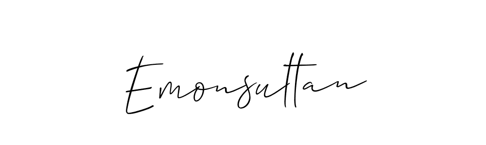 The best way (Allison_Script) to make a short signature is to pick only two or three words in your name. The name Emonsultan include a total of six letters. For converting this name. Emonsultan signature style 2 images and pictures png