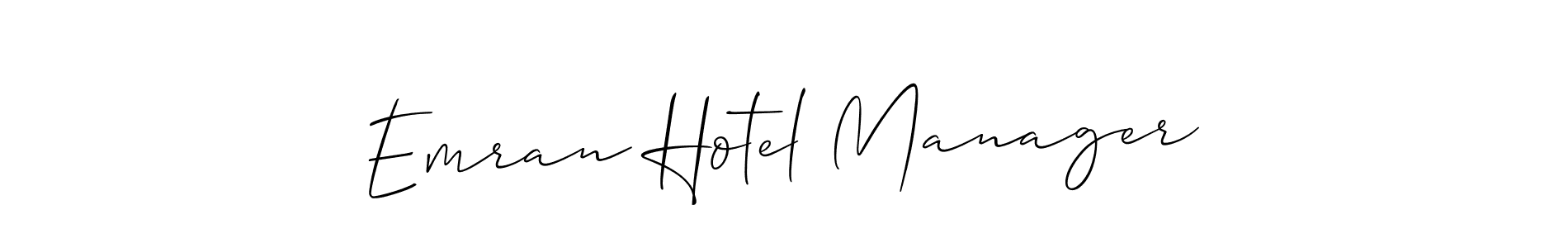 Use a signature maker to create a handwritten signature online. With this signature software, you can design (Allison_Script) your own signature for name Emran Hotel Manager. Emran Hotel Manager signature style 2 images and pictures png