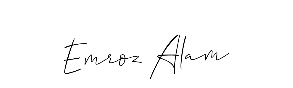 Use a signature maker to create a handwritten signature online. With this signature software, you can design (Allison_Script) your own signature for name Emroz Alam. Emroz Alam signature style 2 images and pictures png