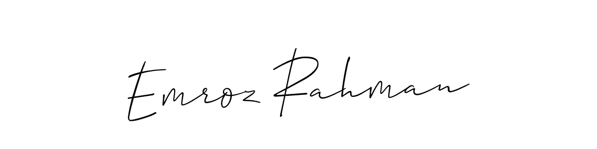 if you are searching for the best signature style for your name Emroz Rahman. so please give up your signature search. here we have designed multiple signature styles  using Allison_Script. Emroz Rahman signature style 2 images and pictures png