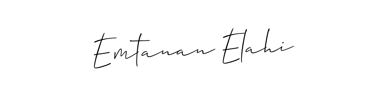 You should practise on your own different ways (Allison_Script) to write your name (Emtanan Elahi) in signature. don't let someone else do it for you. Emtanan Elahi signature style 2 images and pictures png