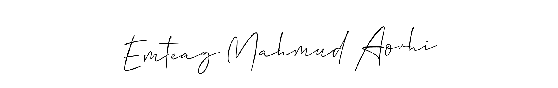 Also You can easily find your signature by using the search form. We will create Emteag Mahmud Aovhi name handwritten signature images for you free of cost using Allison_Script sign style. Emteag Mahmud Aovhi signature style 2 images and pictures png