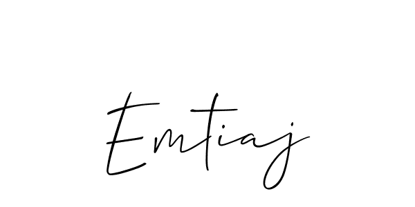 The best way (Allison_Script) to make a short signature is to pick only two or three words in your name. The name Emtiaj include a total of six letters. For converting this name. Emtiaj signature style 2 images and pictures png