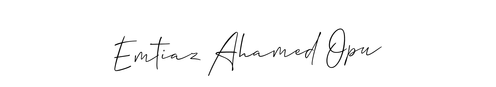 You should practise on your own different ways (Allison_Script) to write your name (Emtiaz Ahamed Opu) in signature. don't let someone else do it for you. Emtiaz Ahamed Opu signature style 2 images and pictures png