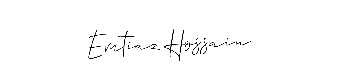 The best way (Allison_Script) to make a short signature is to pick only two or three words in your name. The name Emtiaz Hossain include a total of six letters. For converting this name. Emtiaz Hossain signature style 2 images and pictures png