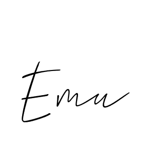 Make a beautiful signature design for name Emu. With this signature (Allison_Script) style, you can create a handwritten signature for free. Emu signature style 2 images and pictures png