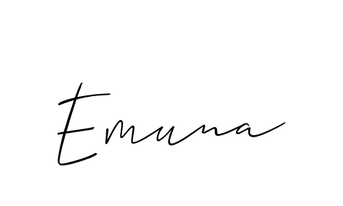 Create a beautiful signature design for name Emuna. With this signature (Allison_Script) fonts, you can make a handwritten signature for free. Emuna signature style 2 images and pictures png