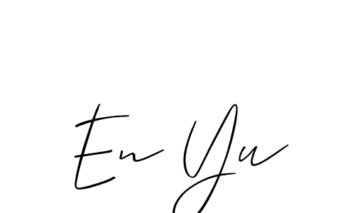 Design your own signature with our free online signature maker. With this signature software, you can create a handwritten (Allison_Script) signature for name En Yu. En Yu signature style 2 images and pictures png