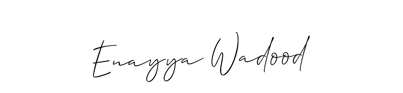 You should practise on your own different ways (Allison_Script) to write your name (Enayya Wadood) in signature. don't let someone else do it for you. Enayya Wadood signature style 2 images and pictures png