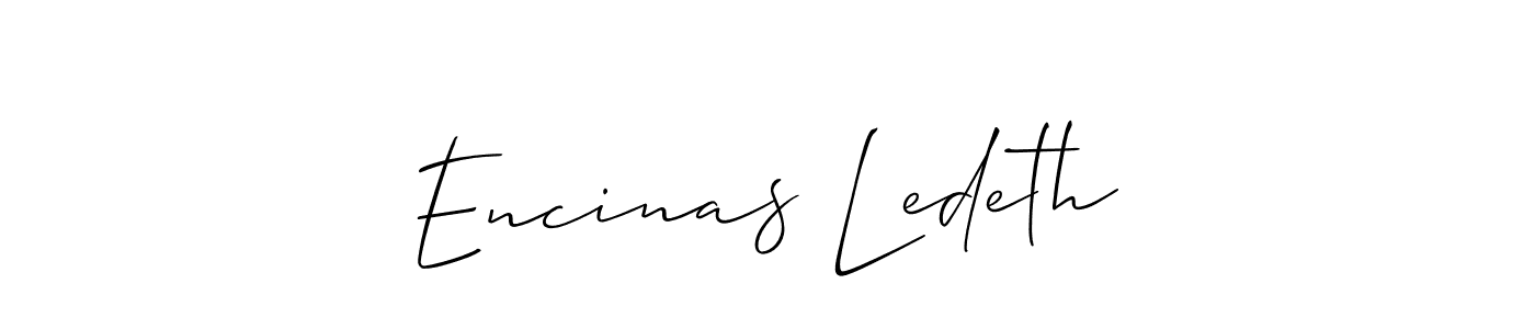 How to make Encinas Ledeth name signature. Use Allison_Script style for creating short signs online. This is the latest handwritten sign. Encinas Ledeth signature style 2 images and pictures png