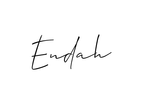 Use a signature maker to create a handwritten signature online. With this signature software, you can design (Allison_Script) your own signature for name Endah. Endah signature style 2 images and pictures png