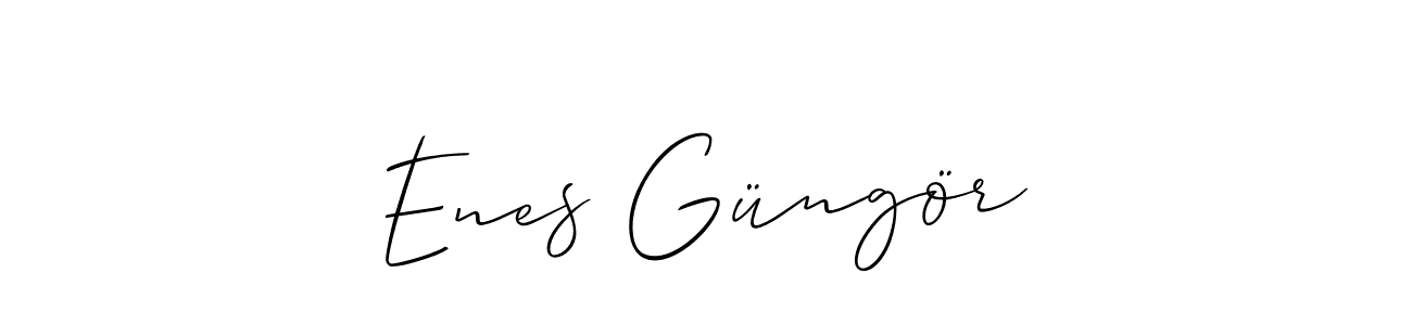 Create a beautiful signature design for name Enes Güngör. With this signature (Allison_Script) fonts, you can make a handwritten signature for free. Enes Güngör signature style 2 images and pictures png