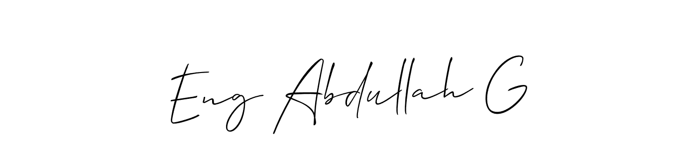 You should practise on your own different ways (Allison_Script) to write your name (Eng Abdullah G) in signature. don't let someone else do it for you. Eng Abdullah G signature style 2 images and pictures png